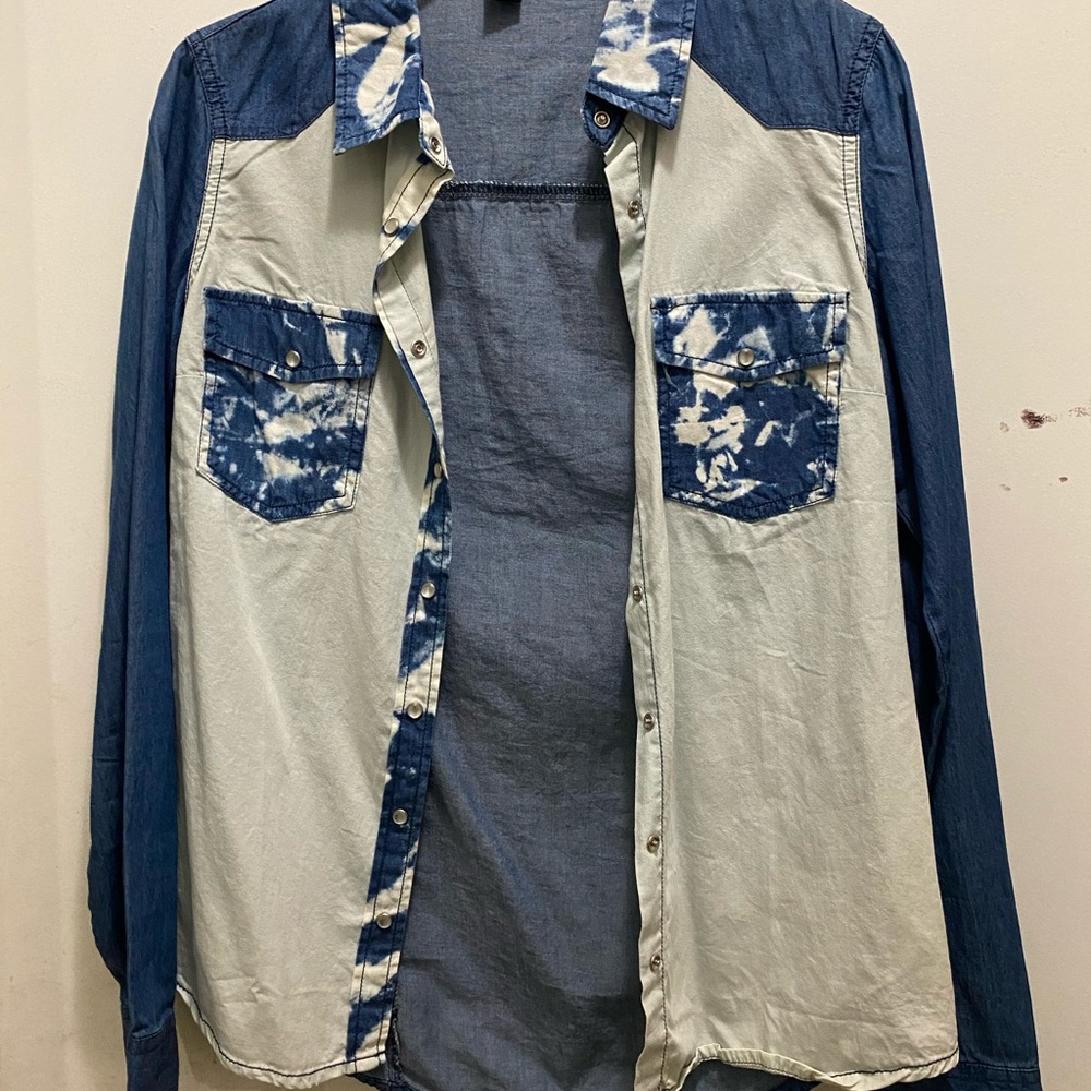 tye dye jean long sleeve cover up